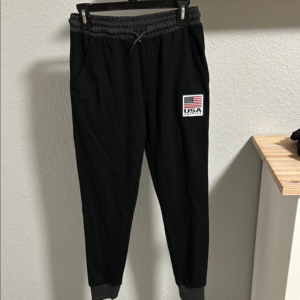 Black Joggers with Elastic Cuffs and Tapered Fit